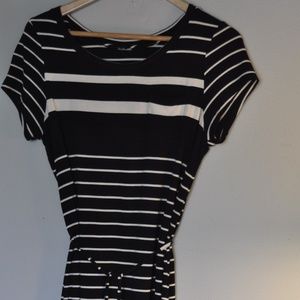 Jersey string-tie-waist Striped Dress